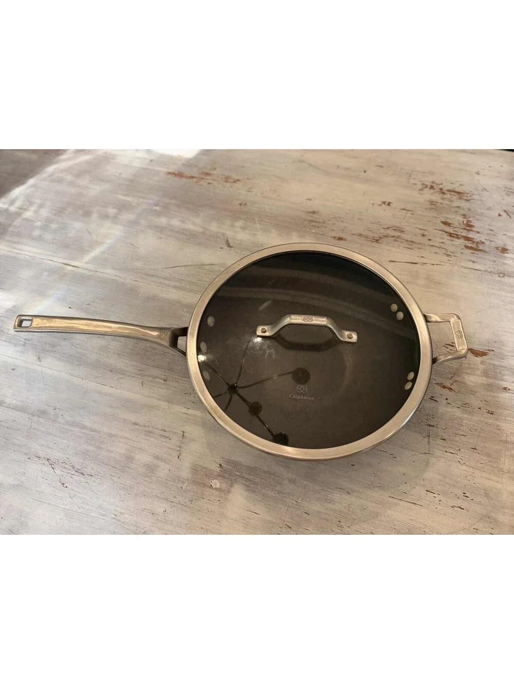 CALPHALON SIGNATURE Nonstick 12 Inch Flat Bottom Wok PAN + LID SET